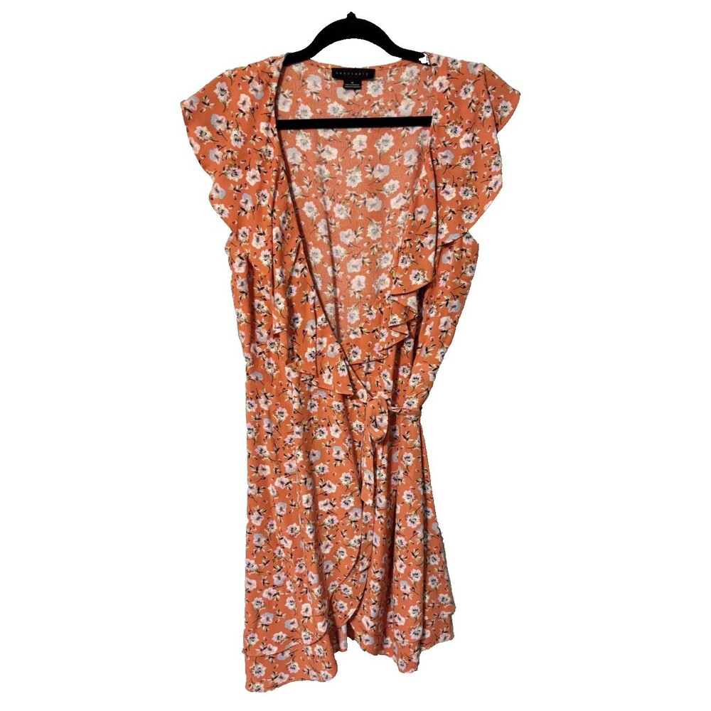 Sanctuary Dress Johanna Wrap Floral Print Women Orange Size M